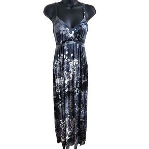 Vintage Express Maxi Dress XS Whimsygoth‎ Y2K Abstract Floral Open Back Halter